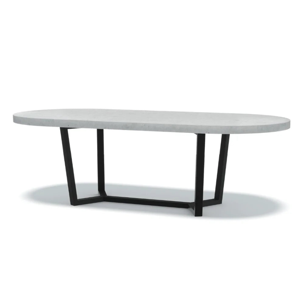 Indoor/Outdoor Oval Concrete Dining Table - Black or White Baltic Base