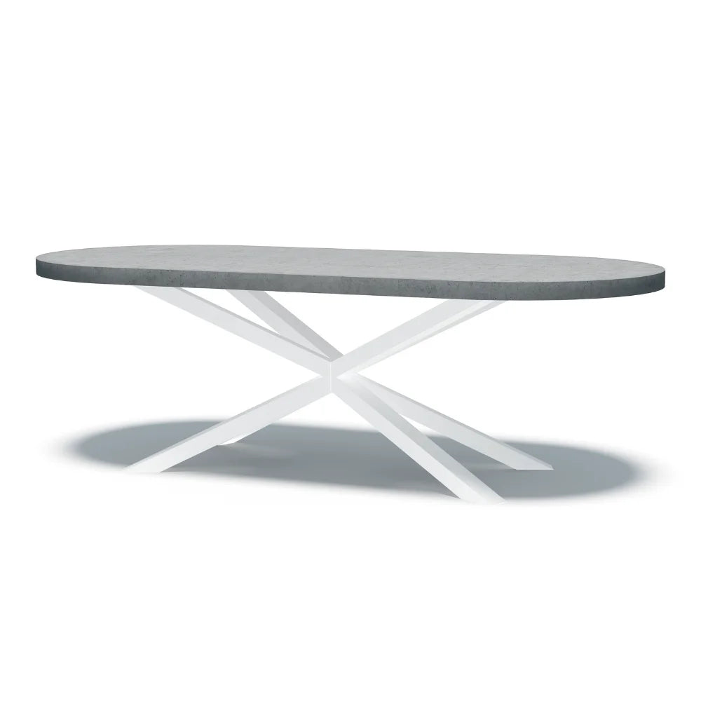 Indoor/Outdoor Oval Concrete Dining Table - Black or White Spider Base | Mitchell Bink Concrete Design
