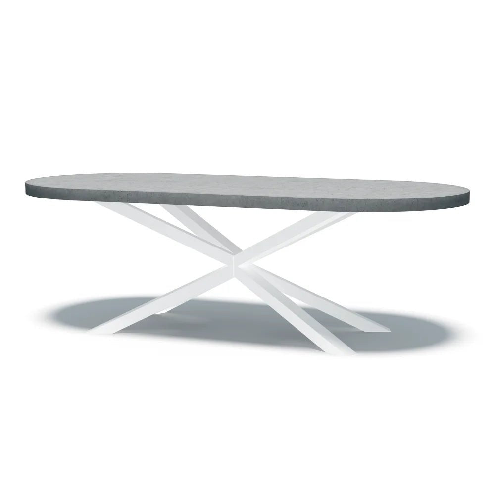 Indoor/Outdoor Oval Concrete Dining Table - Black or White Spider Base - Mitchell Bink Concrete Design