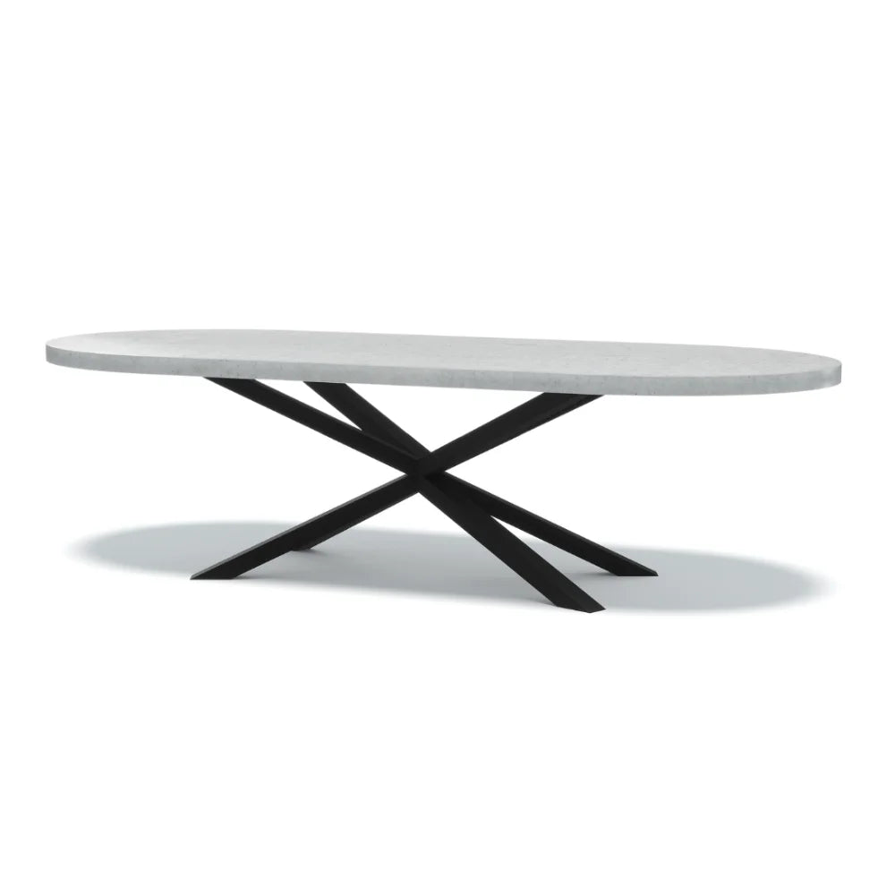 Indoor/Outdoor Oval Concrete Dining Table - Black or White Spider Base