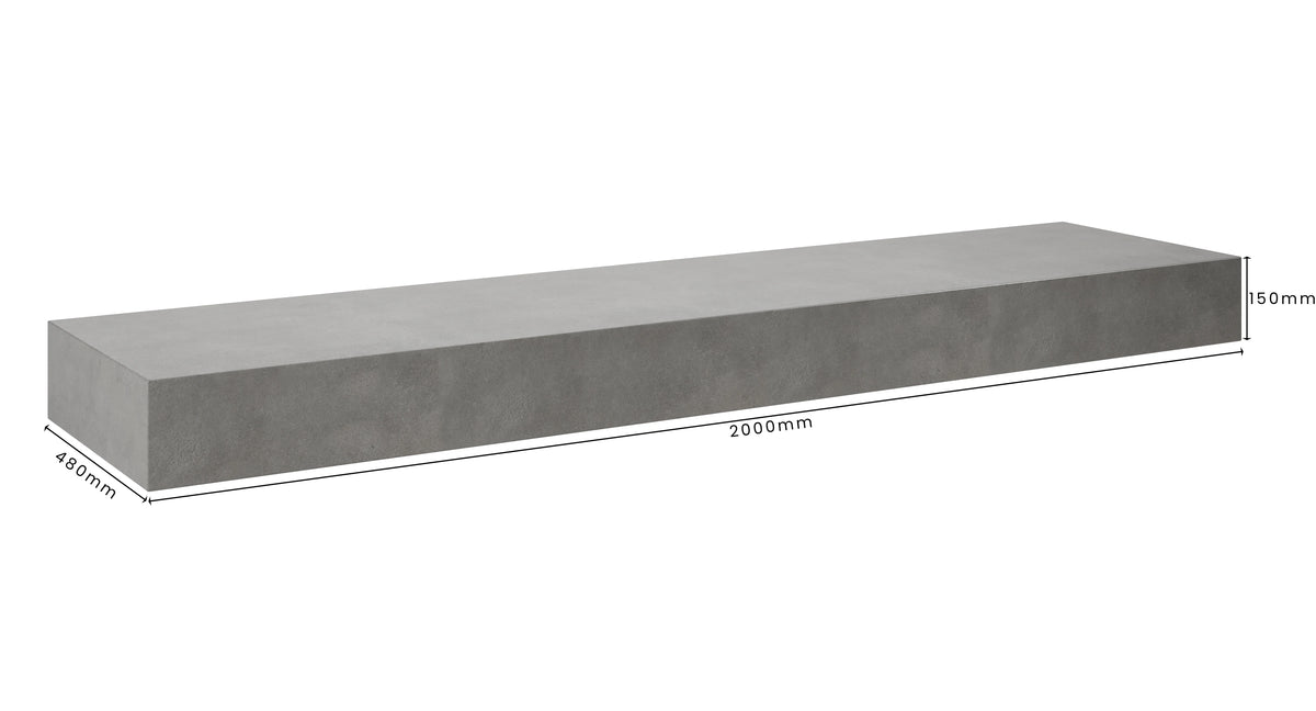 Concrete Bathroom Vanity Top 2000mm x 480mm x 150mm | Mitchell Bink Concrete Design