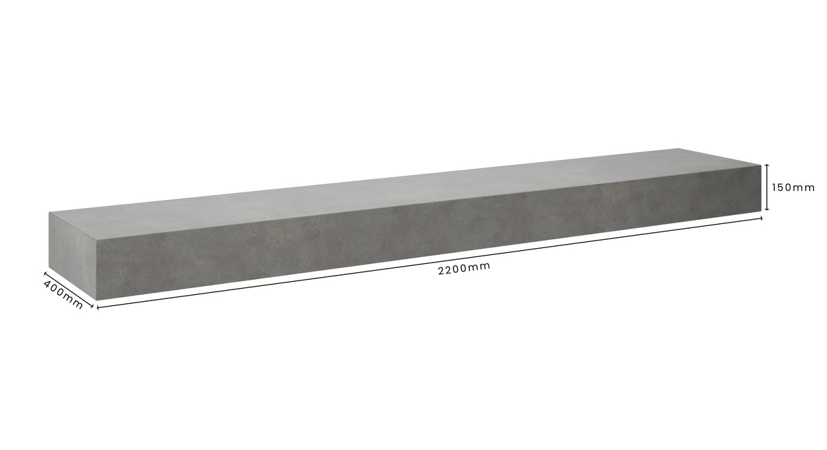 Concrete Bathroom Vanity Top 2200mm x 400mm x 150mm | Mitchell Bink Concrete Design