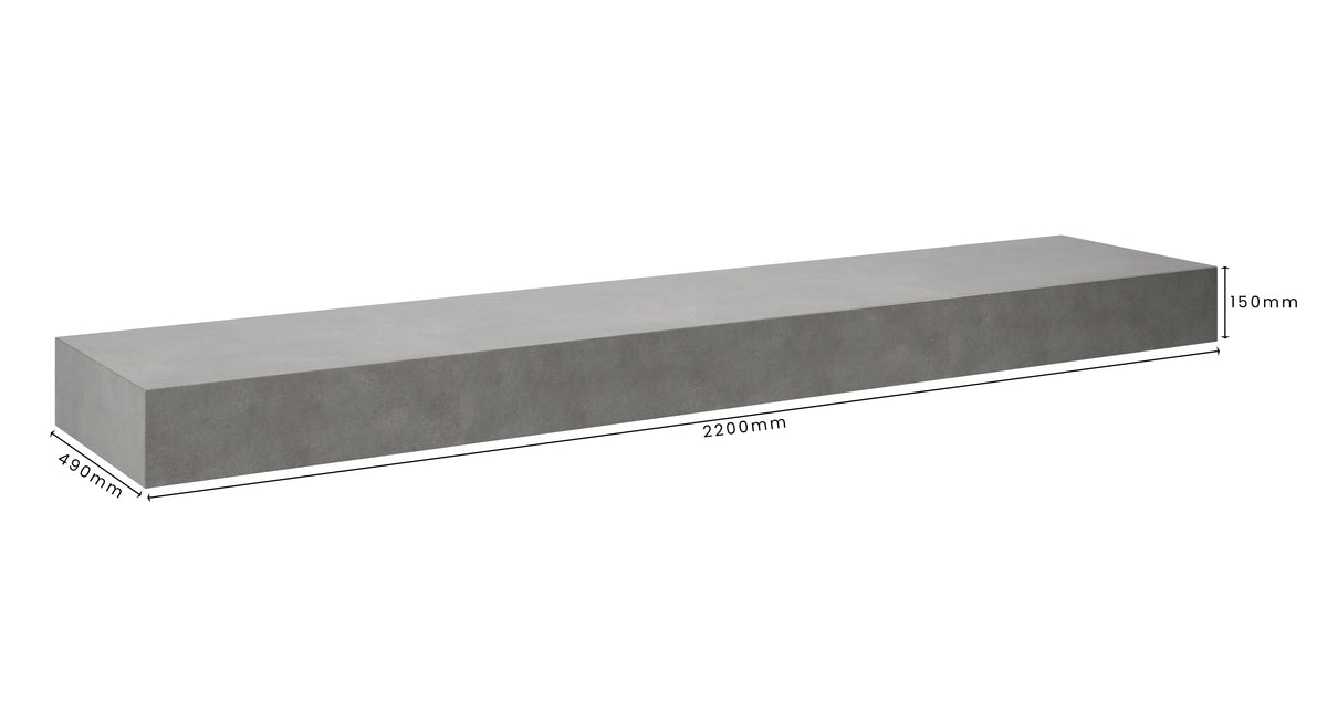 Concrete Bathroom Vanity Top 2200mm x 490mm x 150mm | Mitchell Bink Concrete Design