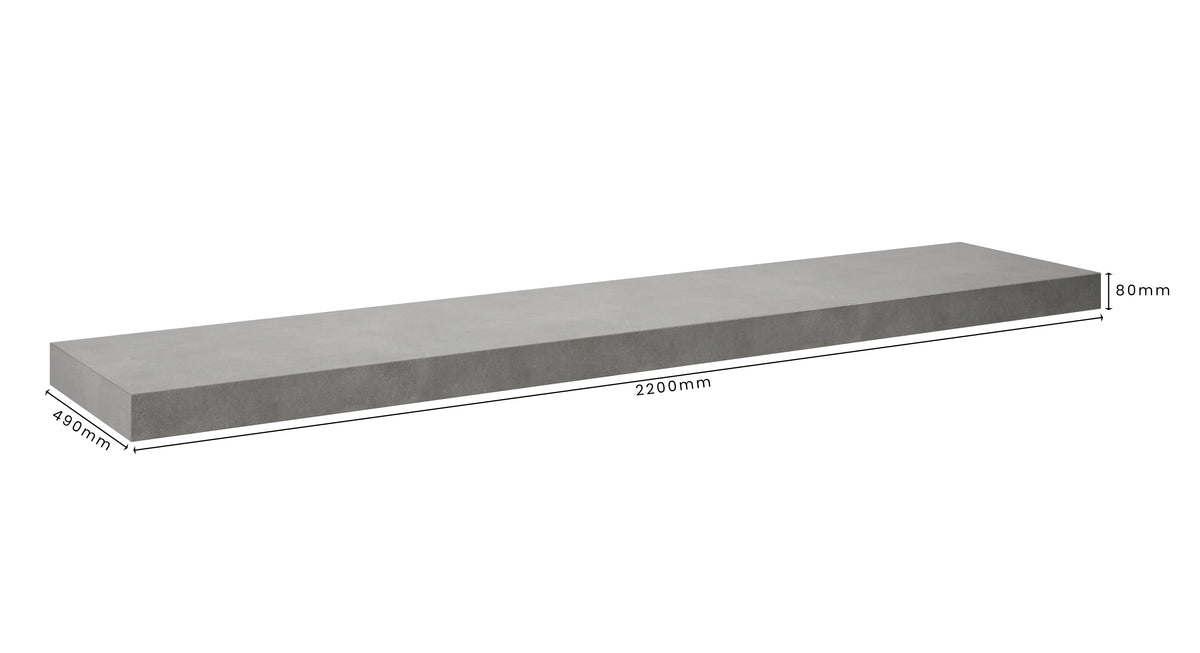 Concrete Bathroom Vanity Top 2200mm x 490mm x 80mm | Mitchell Bink Concrete Design
