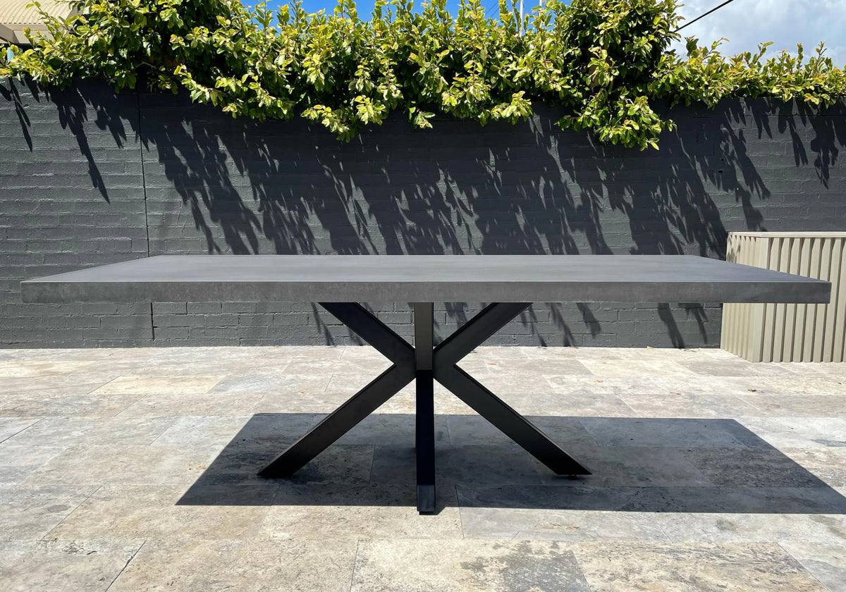 Indoor/Outdoor Concrete Dining Table - Black or White Duke Base