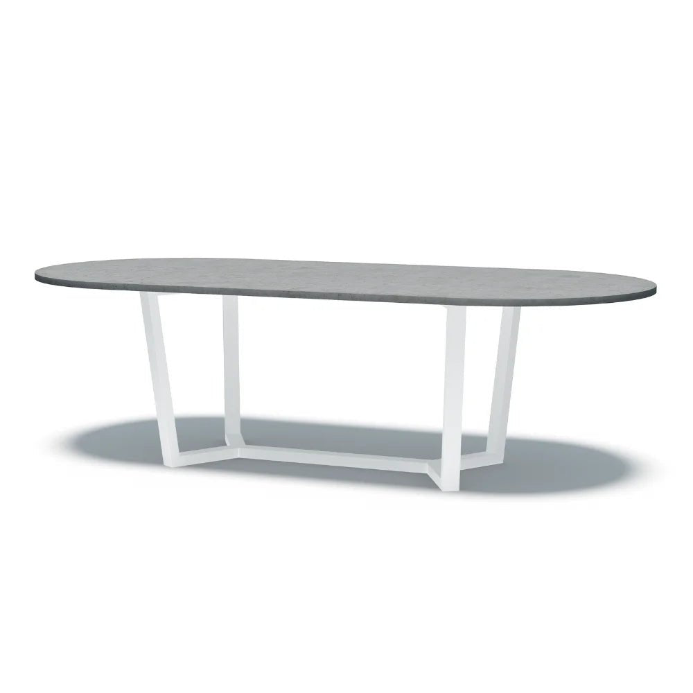 Indoor/Outdoor Oval Concrete Dining Table - Black or White Baltic Base - Mitchell Bink Concrete Design
