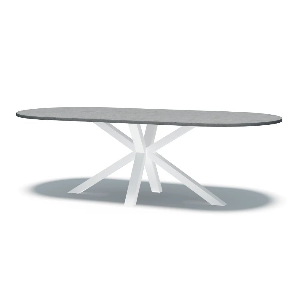 Indoor/Outdoor Oval Concrete Dining Table - Black or White Duke Base - Mitchell Bink Concrete Design