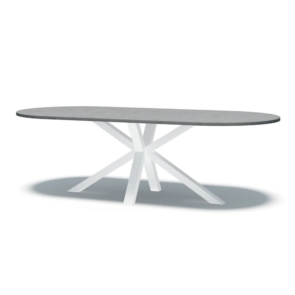 Indoor/Outdoor Oval Concrete Dining Table - Black or White Duke Base