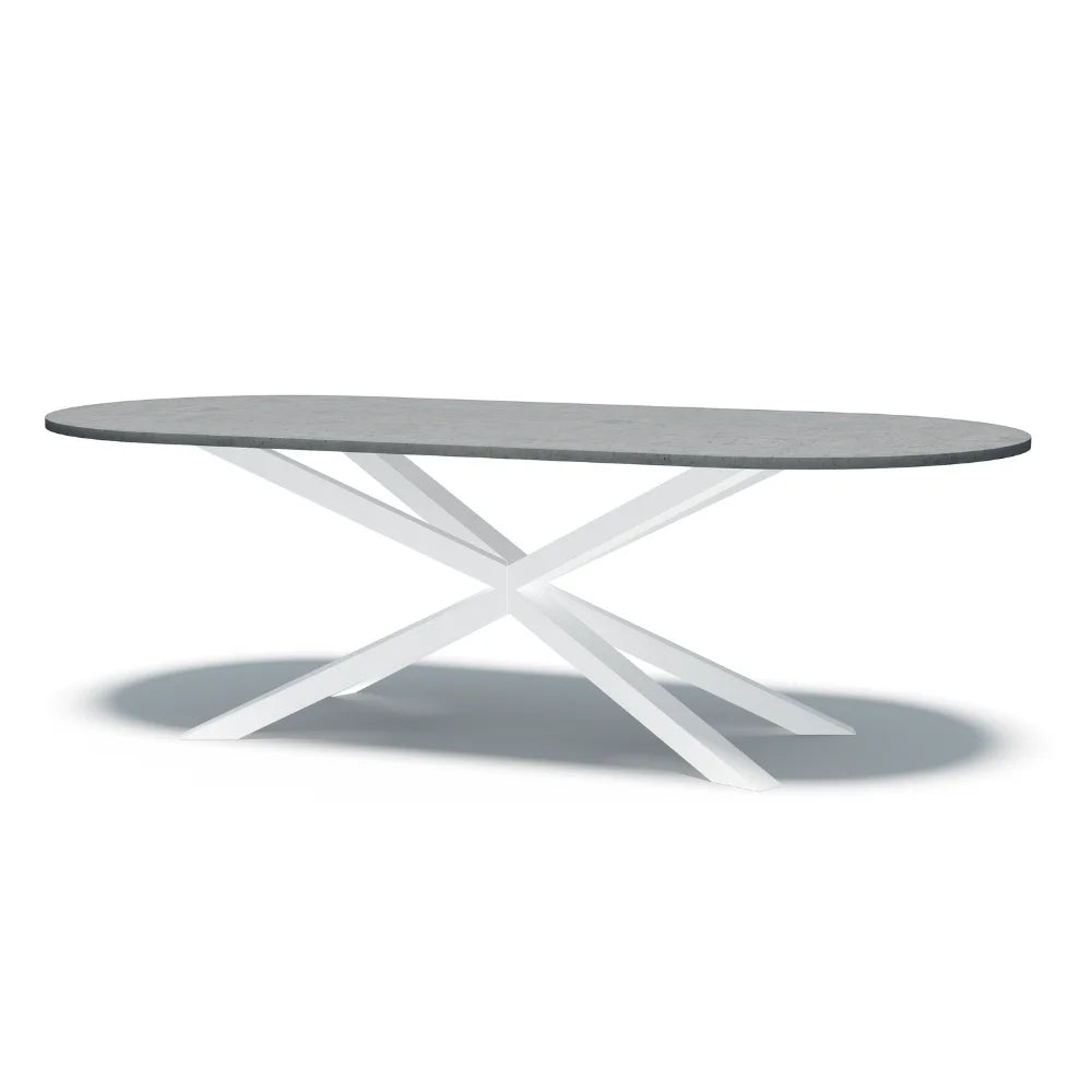 Indoor/Outdoor Oval Concrete Dining Table - Black or White Spider Base