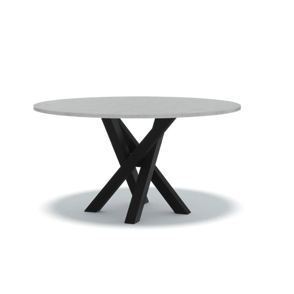 Indoor/Outdoor Round Concrete Dining Table - Black or White Entwined Base - Mitchell Bink Concrete Design