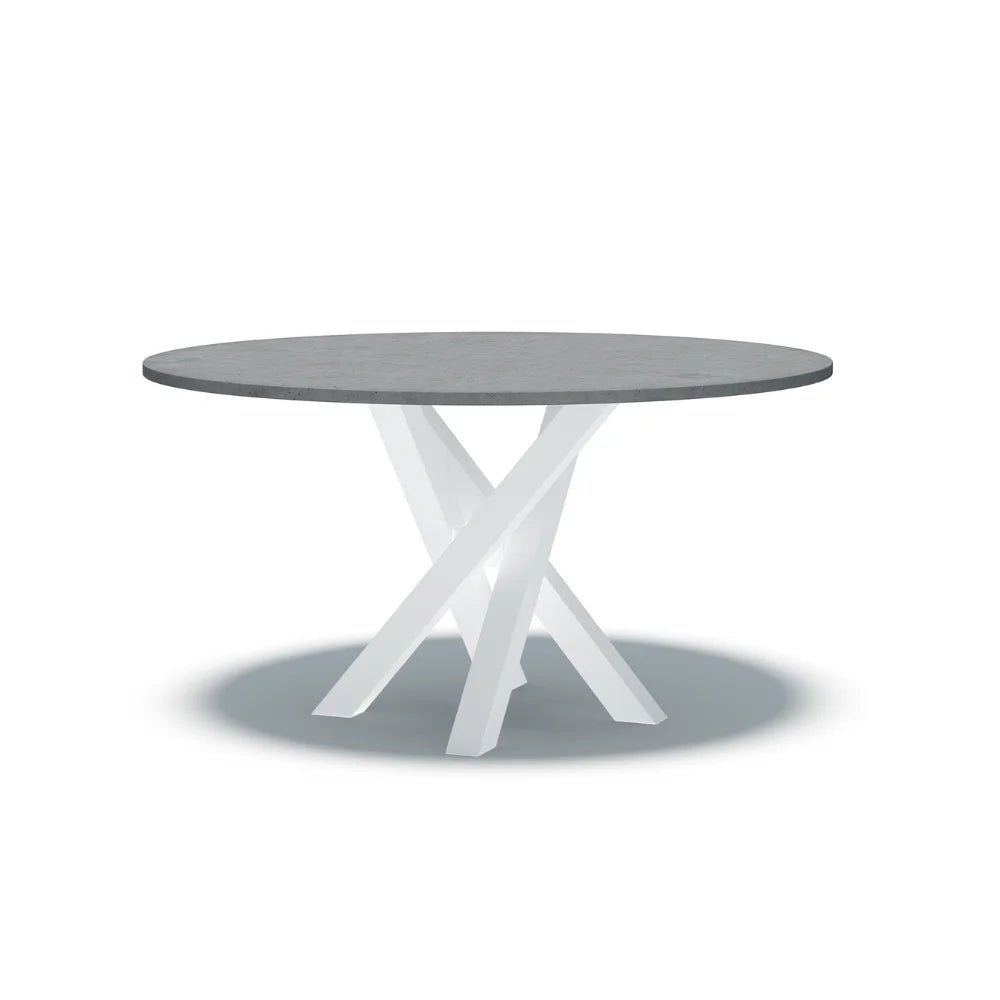 Indoor/Outdoor Round Concrete Dining Table - Black or White Entwined Base - Mitchell Bink Concrete Design