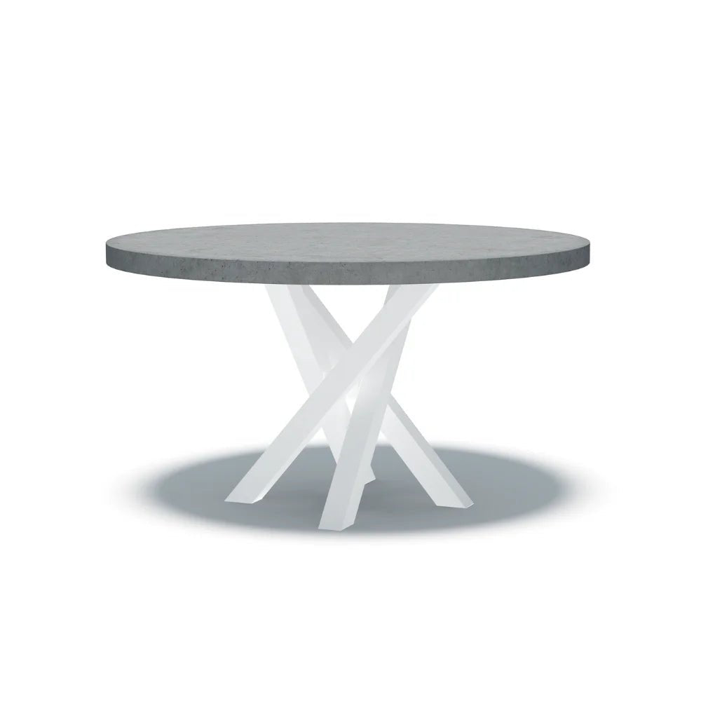 Indoor/Outdoor Round Concrete Dining Table - Black or White Entwined Base - Mitchell Bink Concrete Design
