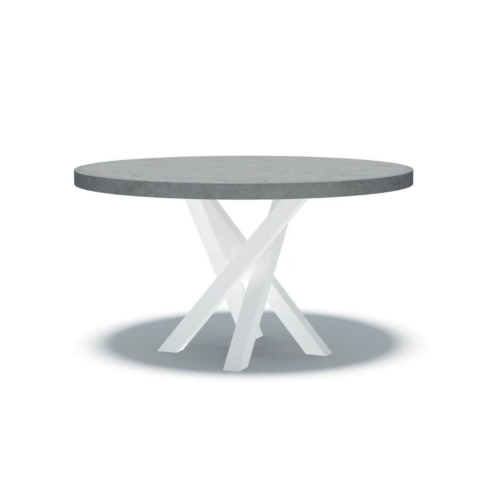 Indoor/Outdoor Round Concrete Dining Table - Black or White Entwined Base
