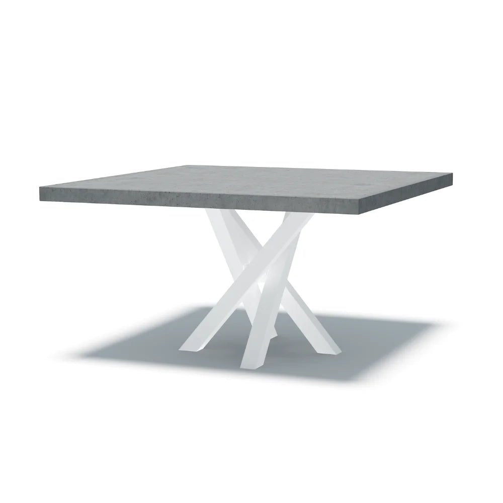 Indoor/Outdoor Square Concrete Dining Table - Black or White Entwined Base - Mitchell Bink Concrete Design