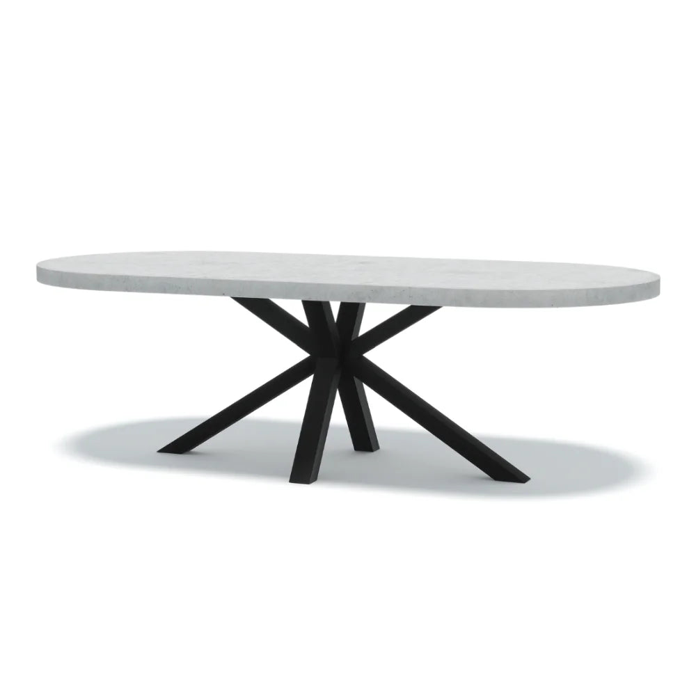Indoor/Outdoor Oval Concrete Dining Table - Black or White Duke Base