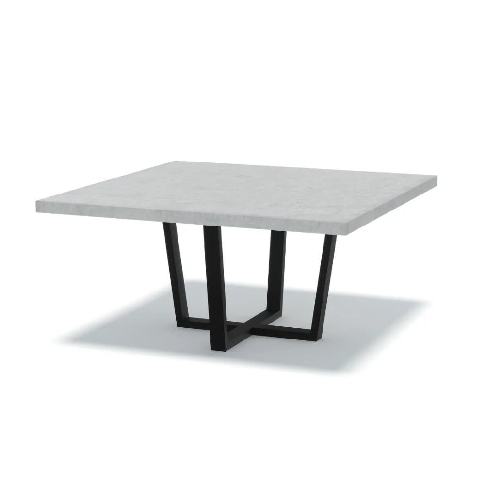 Indoor/Outdoor Square Concrete Dining Table - Black or White Kingston Base