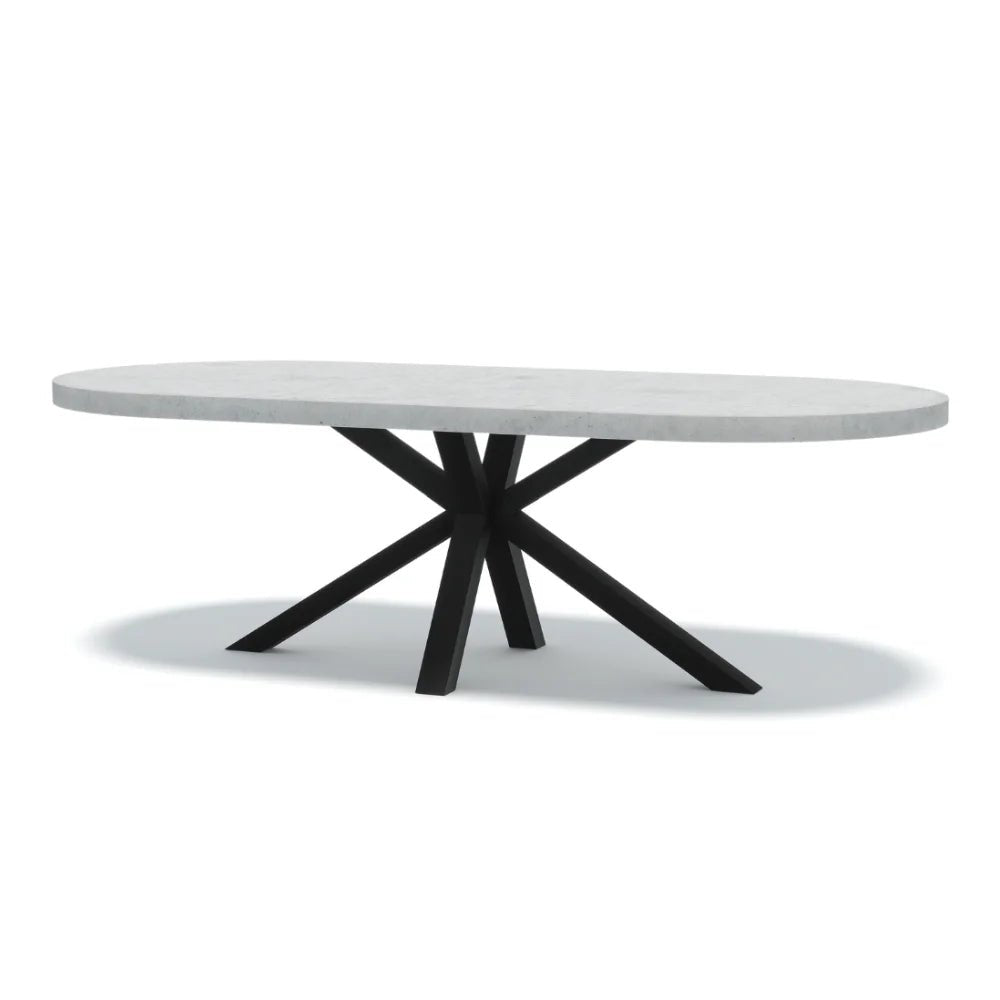 Indoor or Outdoor Oval Concrete Dining Table - Black or White Duke Base - Mitchell Bink Concrete Design