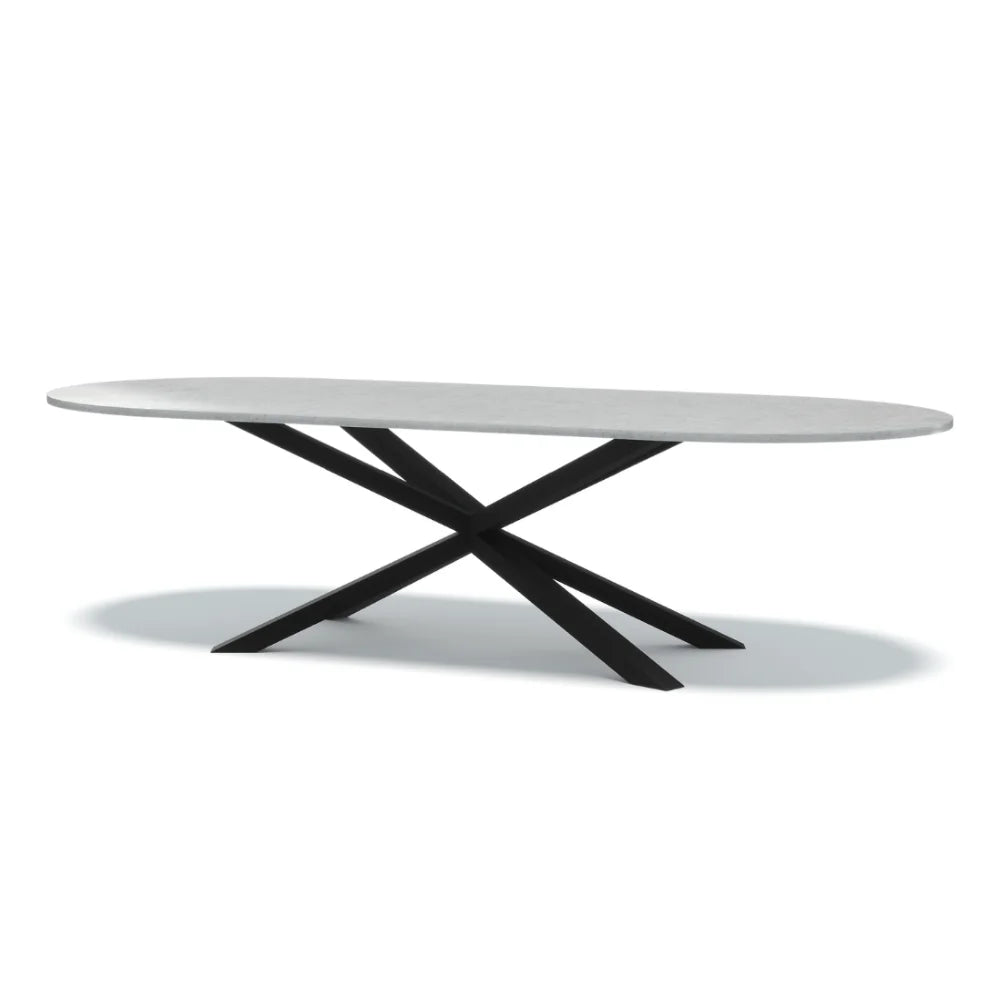 Indoor or Outdoor Oval Concrete Dining Table - Black or White Spider Base - Mitchell Bink Concrete Design