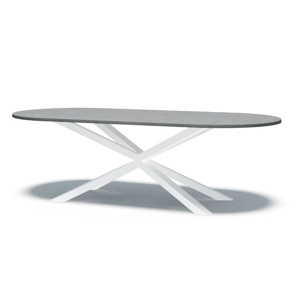 Indoor or Outdoor Oval Concrete Dining Table - Black or White Spider Base - Mitchell Bink Concrete Design