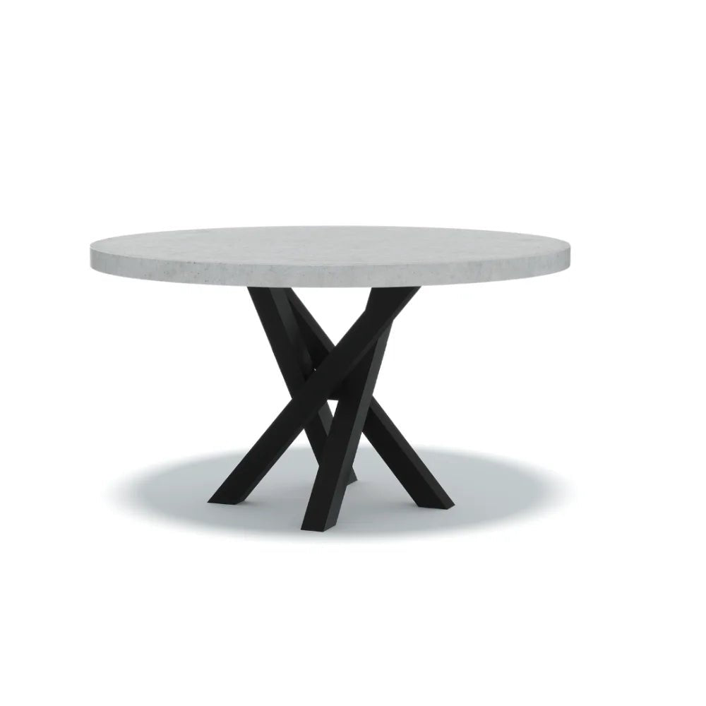 Indoor or Outdoor Round Concrete Dining Table - Black or White Entwined Base - Mitchell Bink Concrete Design