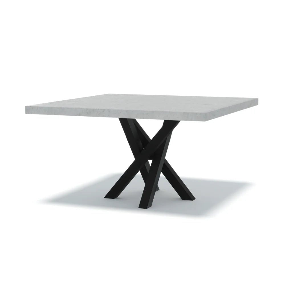 Indoor or Outdoor Square Concrete Dining Table - Black or White Entwined Base - Mitchell Bink Concrete Design