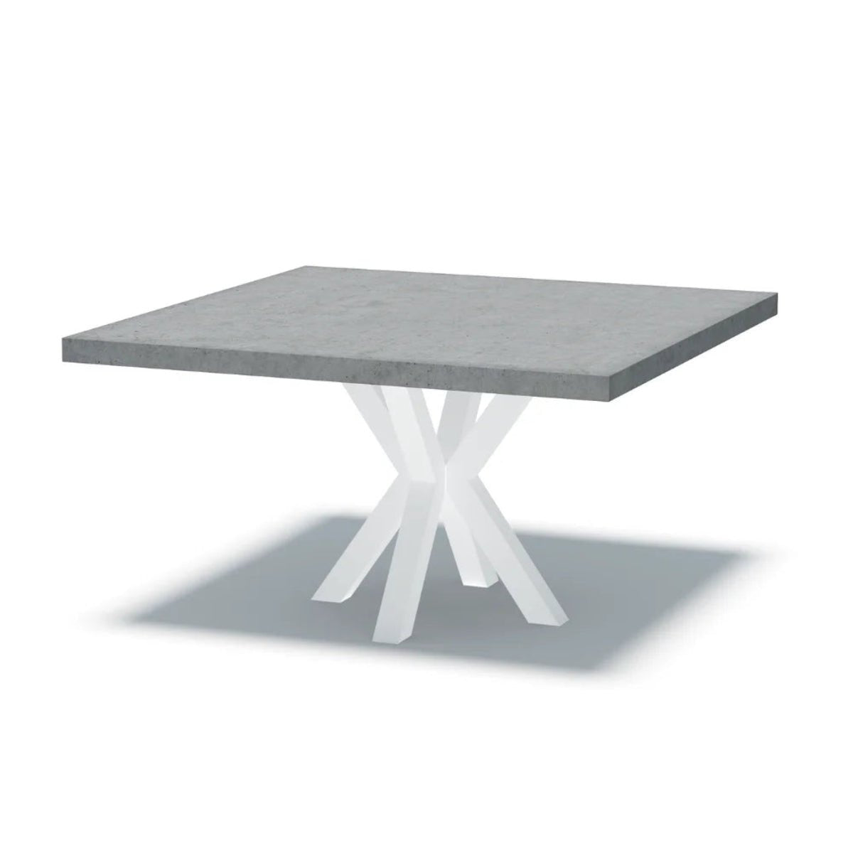 Indoor or Outdoor Square Concrete Dining Table - Black or White Spider Base - Mitchell Bink Concrete Design
