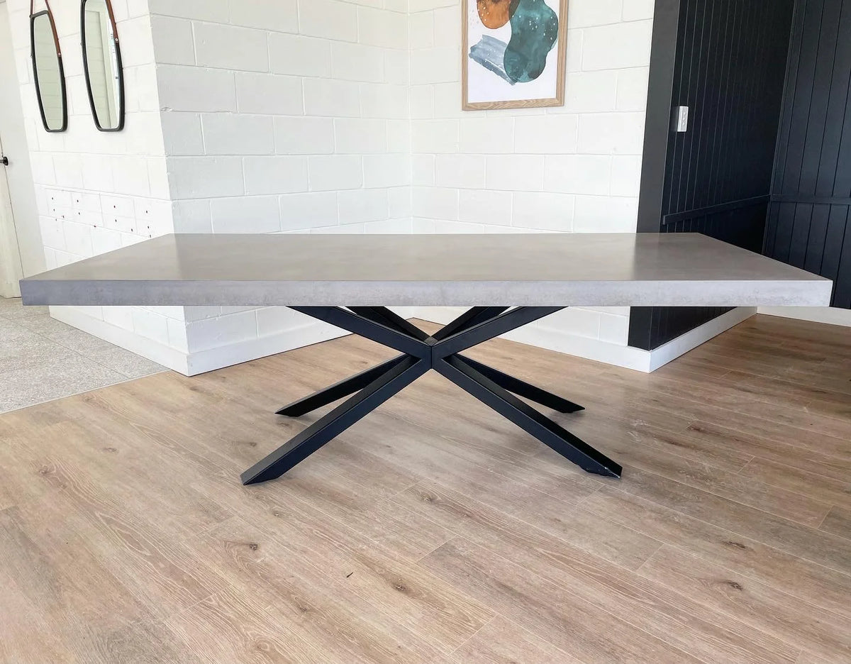 Indoor/Outdoor Concrete Dining Table - Black or White Spider Base