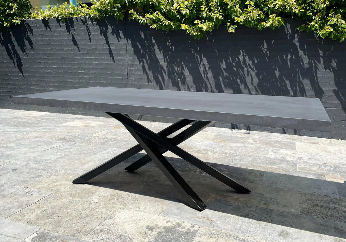 Indoor/Outdoor Concrete Dining Table - Black or White Entwined Base