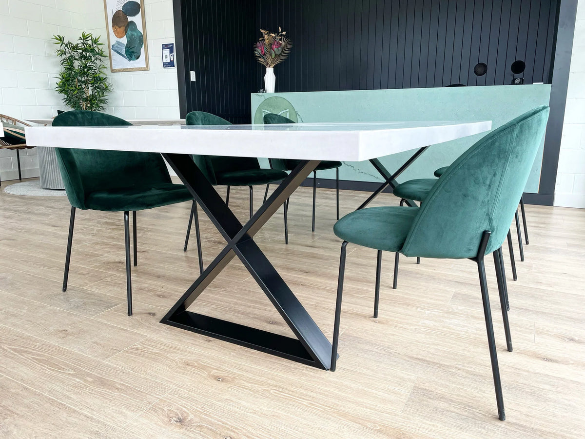 Indoor/Outdoor Concrete Dining Table - Black or White Hourglass