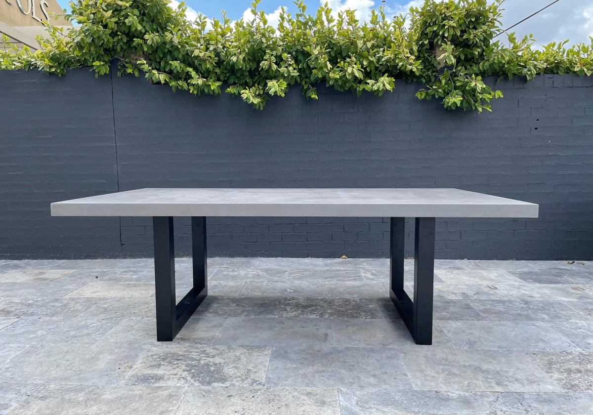 Indoor/Outdoor Concrete Dining Table - Black or White U Shape (Thick)