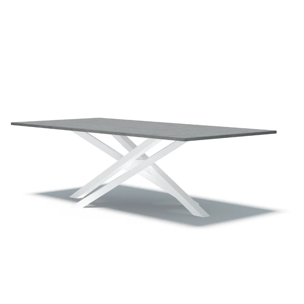 Indoor/Outdoor Concrete Dining Table - Black or White Entwined Base