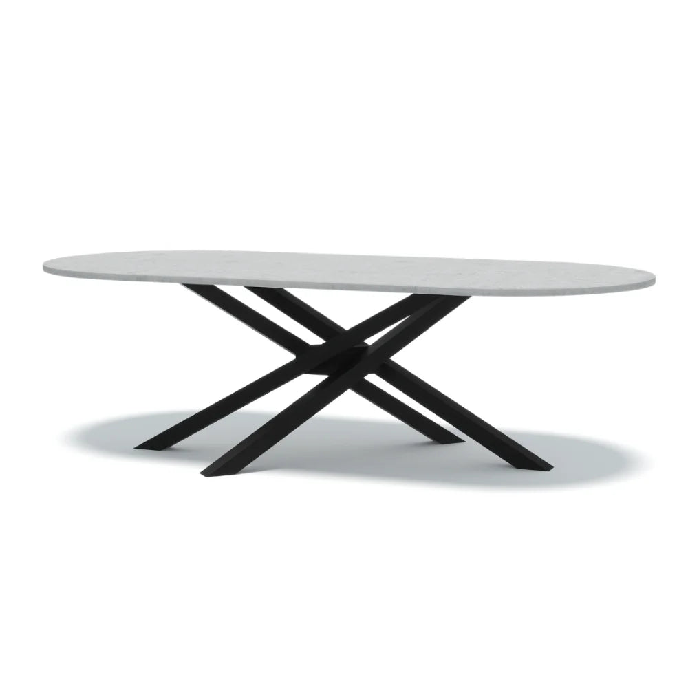 Indoor-Outdoor-Oval-Concrete-Dining-Table-Black-Entwined-Base-Thin