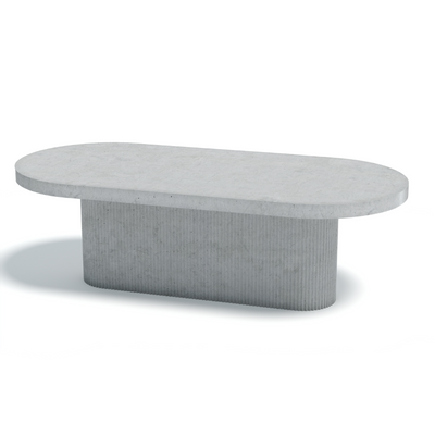 Indoor/Outdoor Oval Concrete Dining Table - Fluted Single Concrete Base