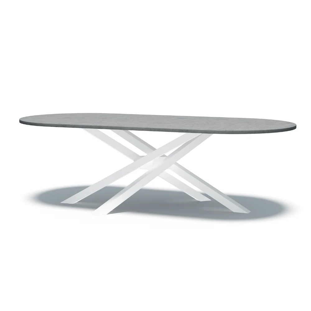 Indoor-Outdoor-Oval-Concrete-Dining-Table-White-Entwined-Base-Thin
