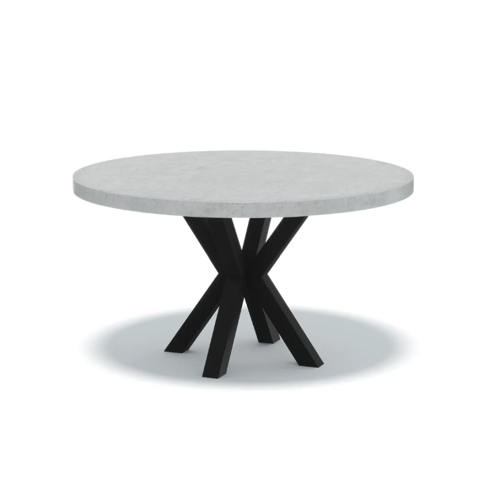 Indoor/Outdoor Round Concrete Dining Table - Black or White Spider Base | Mitchell Bink Concrete Design