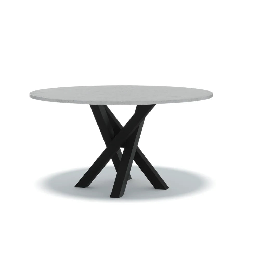 Indoor/Outdoor Round Concrete Dining Table - Black or White Entwined Base