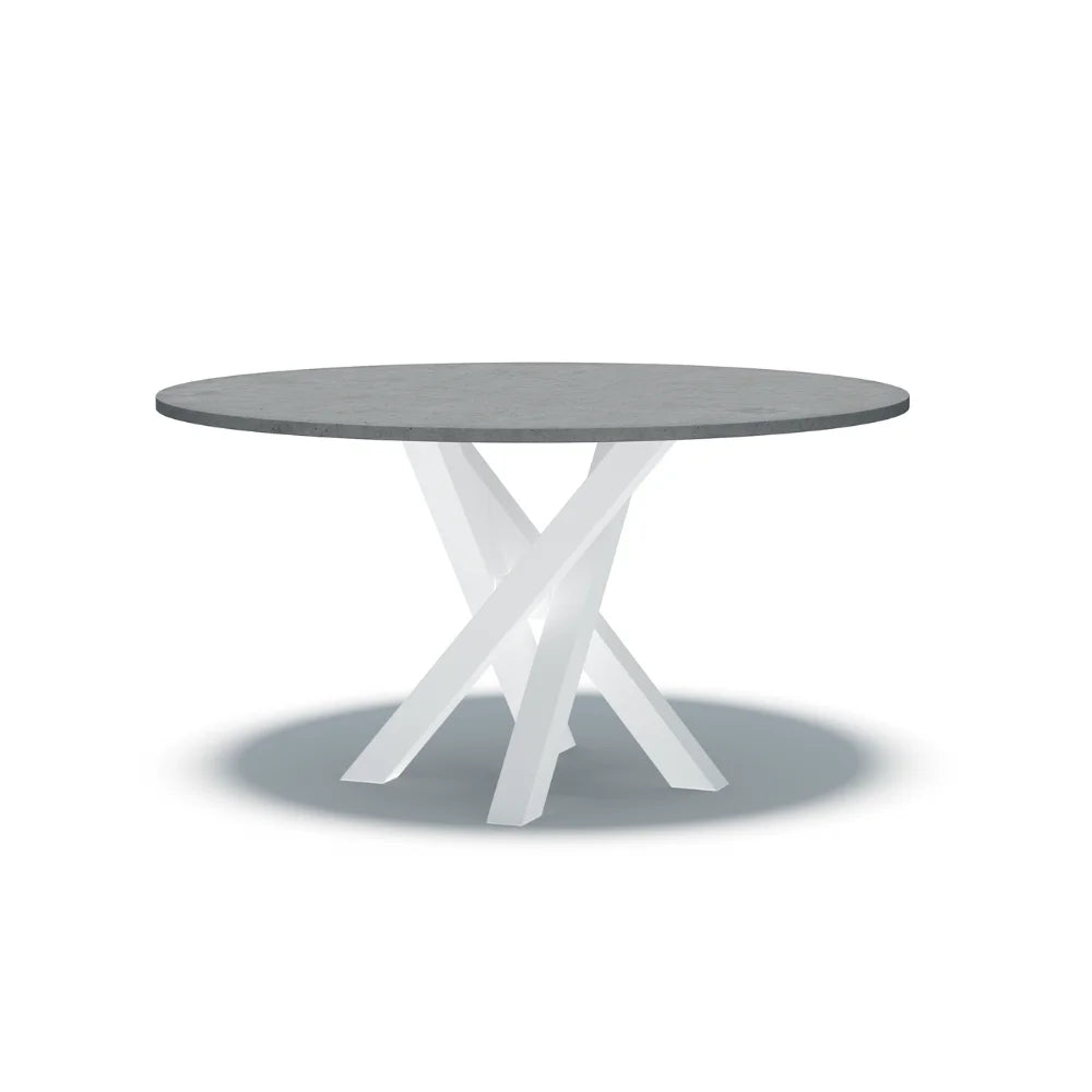 Indoor/Outdoor Round Concrete Dining Table - Black or White Entwined Base