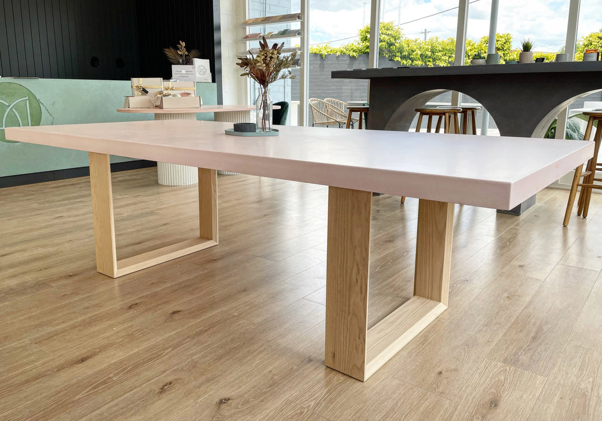 Indoor Concrete Dining Table - Timber U Shape – Mitchell Bink Concrete ...