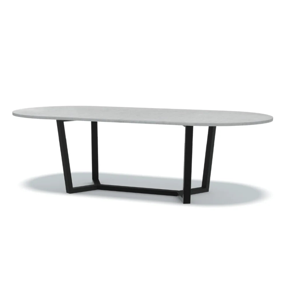 Indoor or Outdoor Oval Concrete Dining Table - Black or White Baltic Base - Mitchell Bink Concrete Design