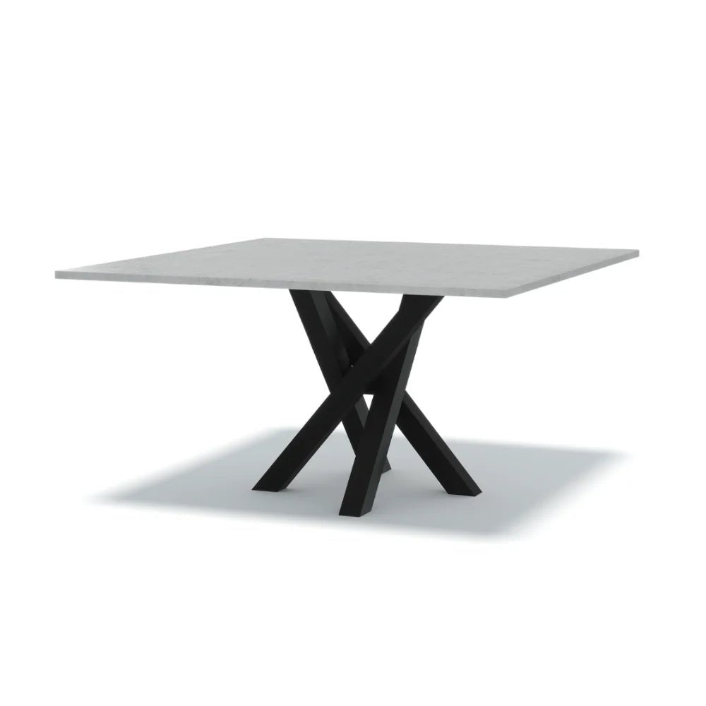 Indoor or Outdoor Square Concrete Dining Table - Black or White Entwined Base - Mitchell Bink Concrete Design