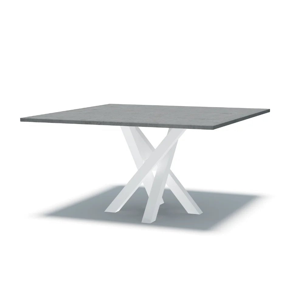 Indoor or Outdoor Square Concrete Dining Table - Black or White Entwined Base - Mitchell Bink Concrete Design