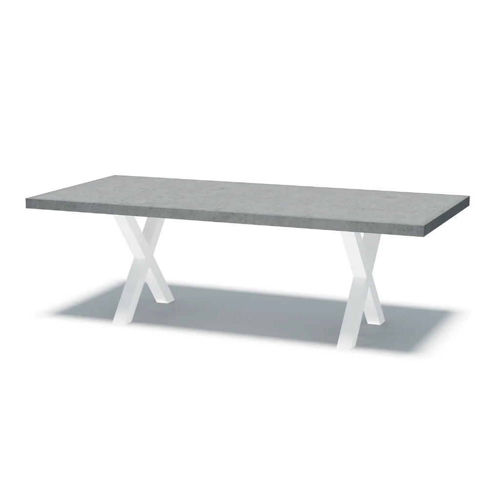 Indoor/Outdoor Concrete Dining Table - Black or White X Shape (Thick)