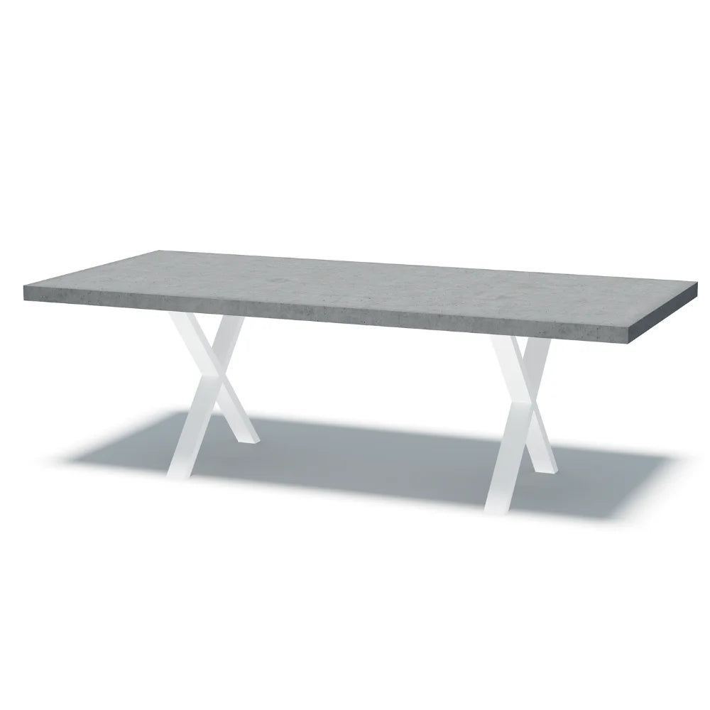 Indoor/Outdoor Concrete Dining Table - Black or White X Shape