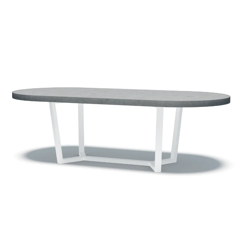 Indoor/Outdoor Oval Concrete Dining Table - Black or White Baltic Base
