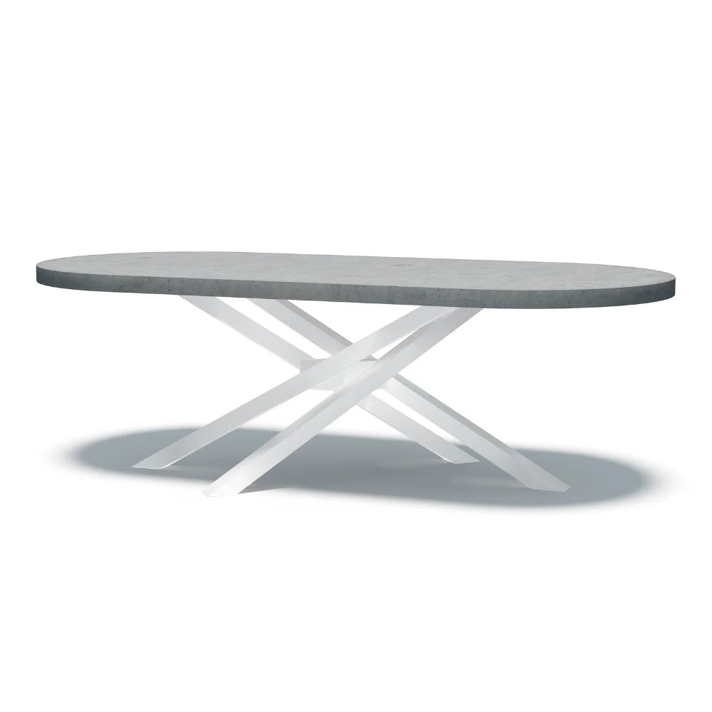White-Base-Indoor-Outdoor-Oval-Concrete-Dining-Table-White-Entwined-Base-Thick